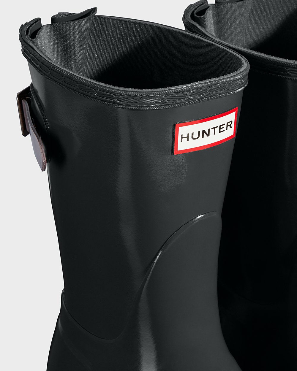 Hunter Original Back Adjustable Gloss Short Rain Boots - Online Sale Womens Deep Green/Purple - WJSP